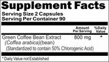 BUY 1 GET 2 FREE Green Coffee Bean Extract 800mg 180 Capsules