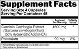 BUY 1 GET 2 FREE Garcinia Cambogia Extract 1500mg W/Potassium 180 Capsules