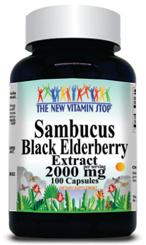 BUY 1 GET 2 FREE Sambucus Black Elderberry Extract 2000mg 100caps or 200caps