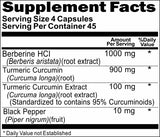 50% off Price Berberine Turmeric Curcumin Black Pepper 180 Capsules 1 or 3 Bottle Price