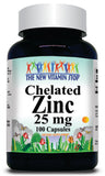 BUY 1 GET 2 FREE Chelated Zinc 25mg 100 or 200 Capsules