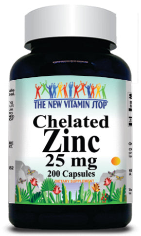 BUY 1 GET 2 FREE Chelated Zinc 25mg 100 or 200 Capsules