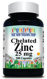 BUY 1 GET 2 FREE Chelated Zinc 25mg 100 or 200 Capsules