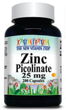 50% off Price Zinc Picolinate 25mg 100 or 200 Capsules 1 or 3 Bottle Price