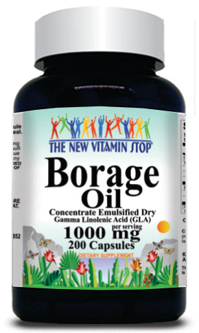 BUY 1 GET 2 FREE Borage Oil Concentrate Emulsified Dry 1000mg 200 Capsules
