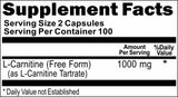 BUY 1 GET 2 FREE L-Carnitine Free Form 1000mg 200 Capsules