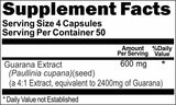 BUY 1 GET 2 FREE Super Guarana Extract Equivalent 2400mg 200 Capsules