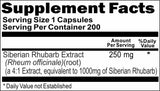 50% off Price Siberian Rhubarb Extract Equivalent 1000mg 200 Capsules 1 or 3 Bottle Price