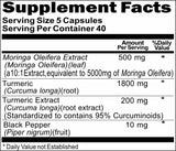 BUY 1 GET 2 FREE Moringa Oleifera Turmeric Curcumin Black Pepper  200caps
