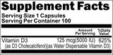 BUY 1 GET 2 FREE Vitamin D3 (Emulsified Dry) 5000 IU 100 or 200 Capsules