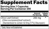BUY 1 GET 2 FREE Olive Leaf Standardized Extract 250mg 200 Capsules