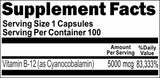 BUY 1 GET 2 FREE B-12 Vitamins 5000mcg 100 or 200 Capsules
