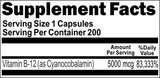BUY 1 GET 2 FREE B-12 Vitamins 5000mcg Time Release 200 Capsules