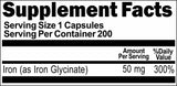 BUY 1 GET 2 FREE Iron Glycinate 50mg 200 Capsules