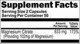 50% off Price Magnesium Citrate 833mg 100 or 200 Capsules 1 or 3 Bottle Price