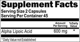 BUY 1 GET 2 FREE Alpha Lipoic Acid 600mg 90 or 180 Capsules