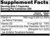 BUY 1 GET 2 FREE Vitamin A, D3 & E (Emulsified Dry) 200 Capsules