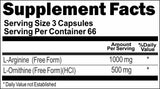 BUY 1 GET 2 FREE L-Arginine and L-Ornithine Free Form 1000mg/500mg 200 Capsules