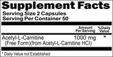 BUY 1 GET 2 FREE Acetyl L-Carnitine Free Form 1000mg 100 or 200 Capsules
