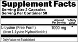 BUY 1 GET 2 FREE L-Lysine Free Form 1000mg 100 or 200 Capsules