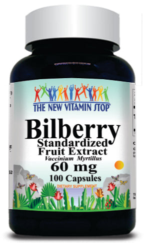 Bilberry Extract 60mg 100 or 200 Capsules 1 or 3 Bottle Price 50% off Price