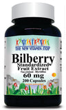 Bilberry Extract 60mg 100 or 200 Capsules 1 or 3 Bottle Price 50% off Price