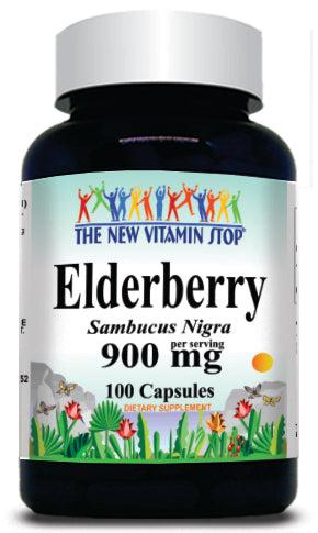BUY 1 GET 2 FREE Elderberry 900mg 100 or 200 Capsules
