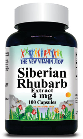 50% off Price Siberian Rhubarb Extract 4mg 100 or 200 Capsules