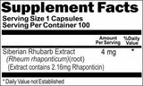 BUY 1 GET 2 FREE Siberian Rhubarb Extract 4mg 100 or 200 Capsules