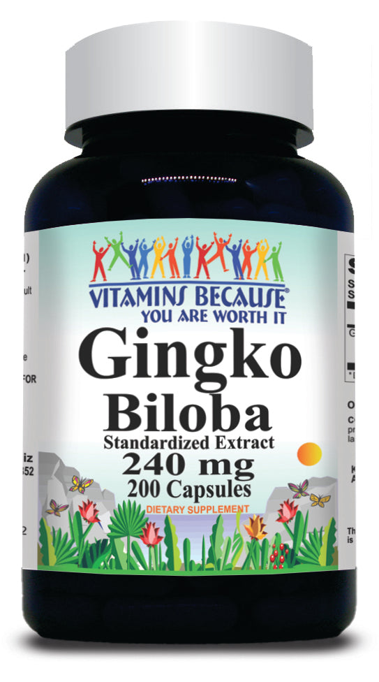BUY 1 GET 2 FREE Ginkgo Biloba Standardized Extract 240mg 200 Capsules