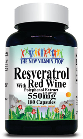 BUY 1 GET 2 FREE Resveratrol with Red Wine 550mg 180 Capsules