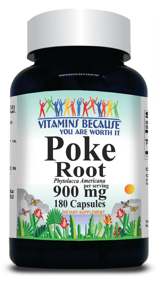 BUY 1 GET 2 FREE Poke Root 900mg 180 Capsules