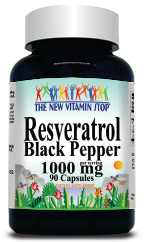BUY 1 GET 2 FREE Resveratrol Black Pepper 1000mg 90 or 180 Capsules