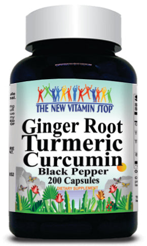BUY 1 GET 2 FREE Ginger Root Turmeric Curcumin Black Pepper 200caps