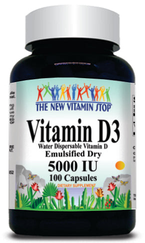 BUY 1 GET 2 FREE Vitamin D3 (Emulsified Dry) 5000 IU 100 or 200 Capsules