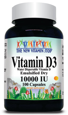 50% off Price Vitamin D3 (Emulsified Dry) 10000 IU 100 or 200 Capsules 1 or 3 Bottle Price