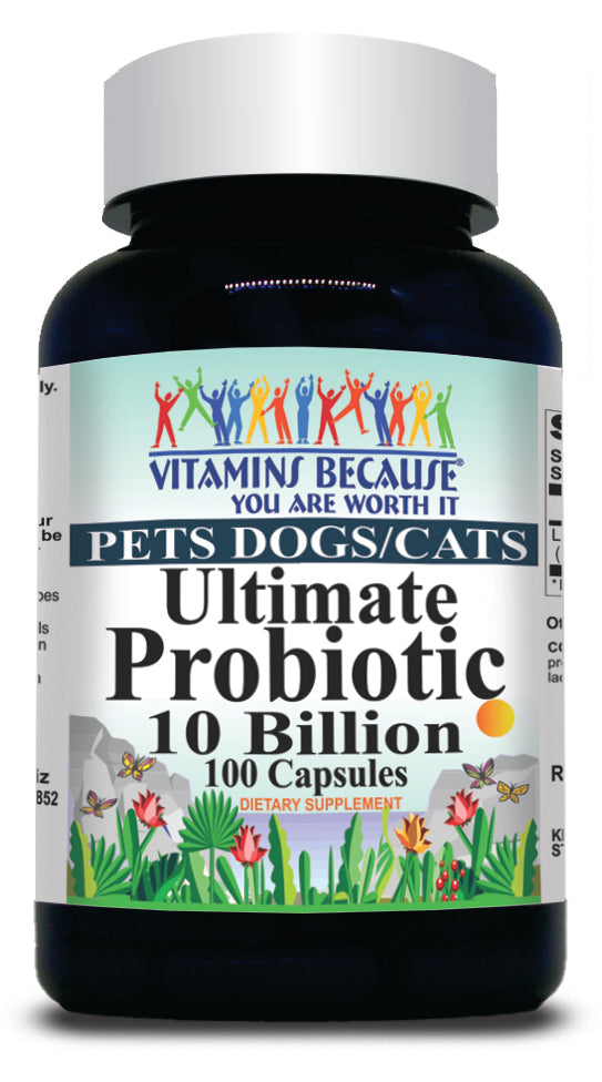 BUY 1 GET 2 FREE PETS Dogs/Cats Ultimate Probiotic 100 Capsules 1 or 3 Bottle Price