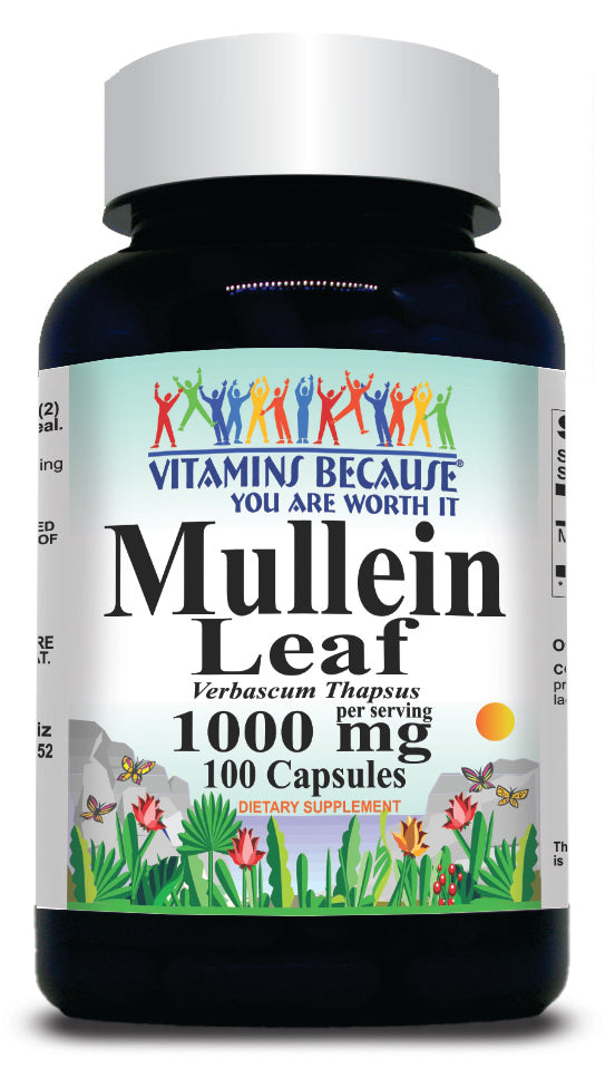 BUY 1 GET 2 FREE Mullein Leaf 1000mg 100 or 200 Capsules