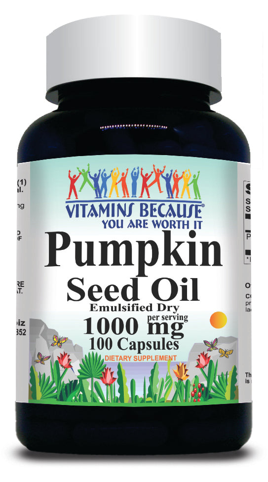BUY 1 GET 2 FREE Pumpkin Seed Oil 1000mg Emulsified Dry 100 Capsules