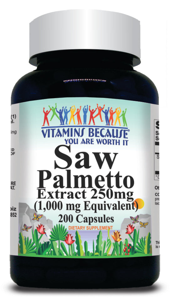 BUY 1 GET 2 FREE Saw Palmetto Extract Equivalent 1000mg 200 Capsules