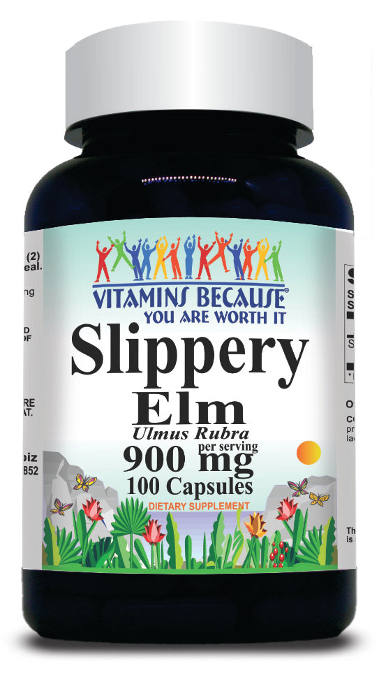 BUY 1 GET 2 FREE Slippery Elm Bark 900mg 100 Capsules