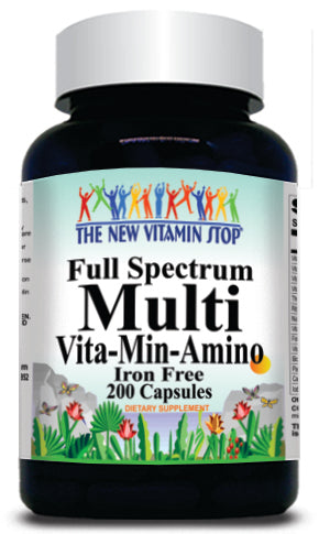 50% off Price Full Spectrum Multi-Vita-Min-Amino Iron Free 200 Capsules 1 or 3 Bottle Price