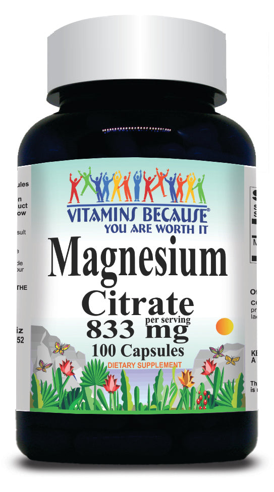 BUY 1 GET 2 FREE Magnesium Citrate 833mg 100 or 200 Capsules