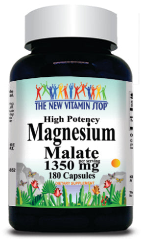 BUY 1 GET 2 FREE Magnesium Malate High Potency 1350mg 180 Capsules