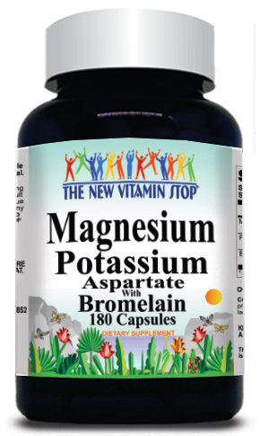50% off Price Magnesium Potassium Aspartate and Bromelain 180 Capsules 1 or 3 Bottle Price