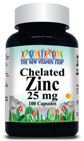 50% off Price Chelated Zinc 25mg 100 or 200 Capsules 1 or 3 Bottle Price