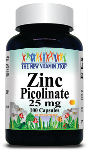 BUY 1 GET 2 FREE Zinc Picolinate 25mg 100 or 200 Capsules