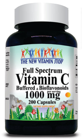 BUY 1 GET 2 FREE Full Spectrum Vitamin C Buffered and Bioflavonoids 200 Capsules