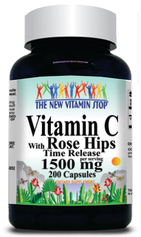 50% off Price Vitamin C with Rosehips Time Release 1500mg 200 Capsules 1 or 3 Bottle Price