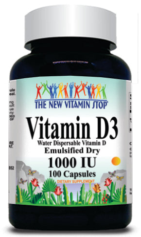 BUY 1 GET 2 FREE Vitamin D3 (Emulsified Dry) 1000 IU 100 or 200 Capsules